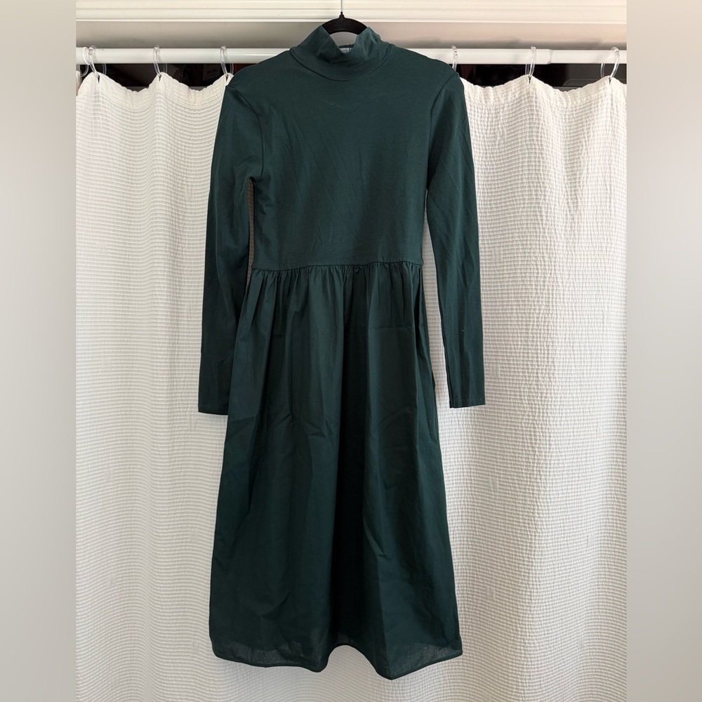 Zara Forest Green Long Sleeve Midi Dress